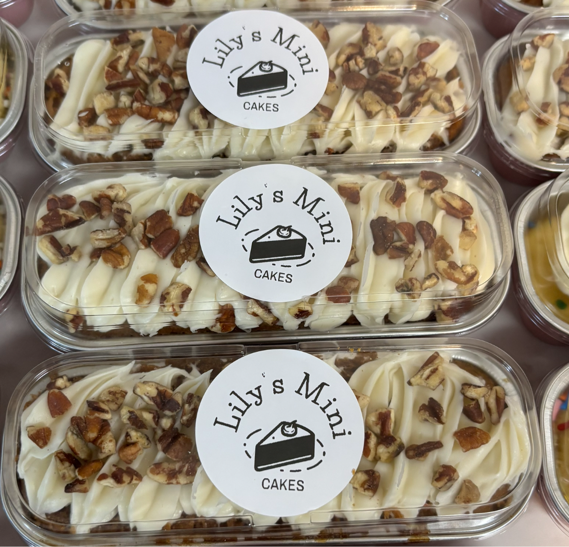 Lily’s carrot cake cream cheese frosting & walnuts
